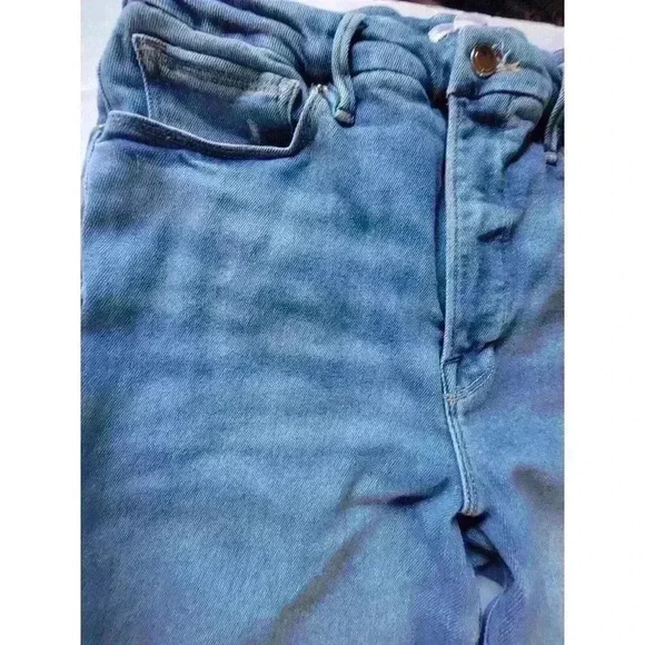 Good American High Rise Jeans Good Waist Distressed Indigo #GW731T Size 15/26 - Picture 4 of 16